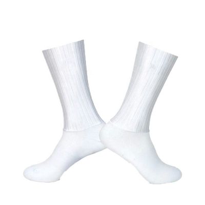 Chaussette de sport antidérapant à séchage rapide en polyamide et spandex blancs
