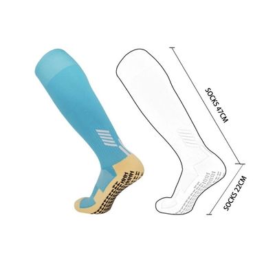 Tissu élastique en polyamide solide Anti-dérapant doux Soccer Sport Soccer Longues chaussettes à poignée