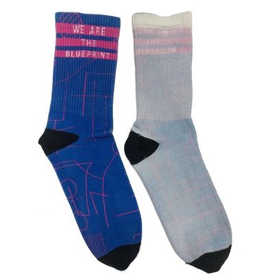 Effect d'impression à 360 degrés Logo personnalisé Chaussettes en coton avec conception de manchette et 18% de polyester
