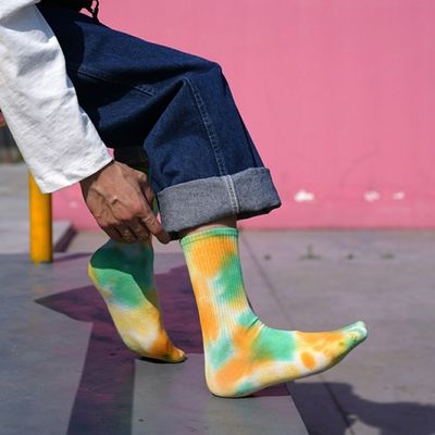 UNISEX 37-44 Taille UE Cravate teinté couleur fine bonbon couleur imprimé chaussettes de sport en coton sur mesure