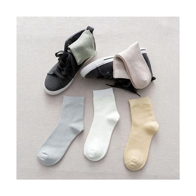 Chaussettes en bambou tricotées pour femmes 2023 chaussettes en coton d'hiver de couleur solide