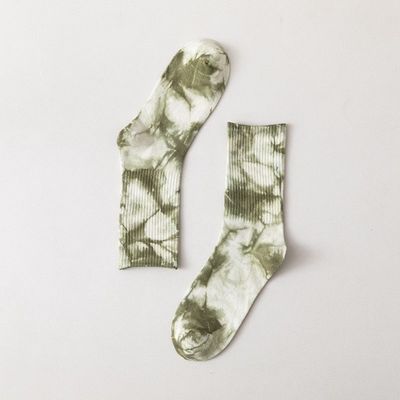 Des chaussettes pour enfants Verte cravate teintée Unisexe coton polyester spandex antidérapant chaussette de sport directe