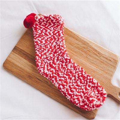 70% de polyester 30% d'élastane de laine de corail chaussettes de sol LZ-21-CL8011 pour l'hiver