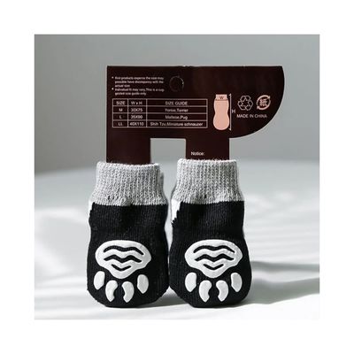 Adorables chaussettes pour chiens avec motif de dessin animé et design tricoté Terry noir respirant