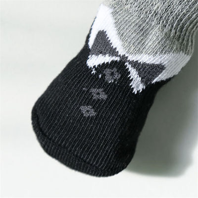 Adorables chaussettes pour chiens avec motif de dessin animé et design tricoté Terry noir respirant