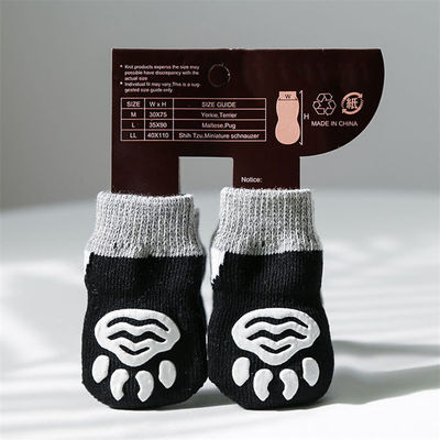 Adorables chaussettes pour chiens avec motif de dessin animé et design tricoté Terry noir respirant