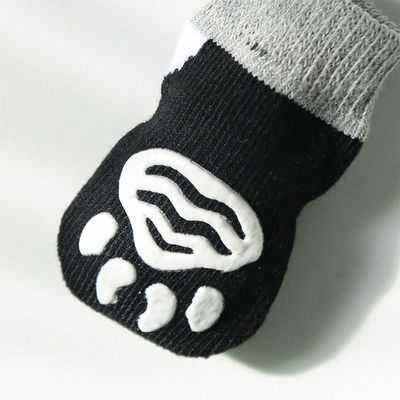 Adorables chaussettes pour chiens avec motif de dessin animé et design tricoté Terry noir respirant