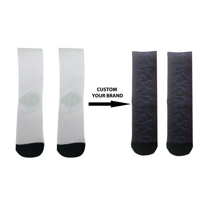 Marque de couleur personnalisée tricotée Logo chaussettes d'équipage Bambou coton Noir Design de chaussette de sport