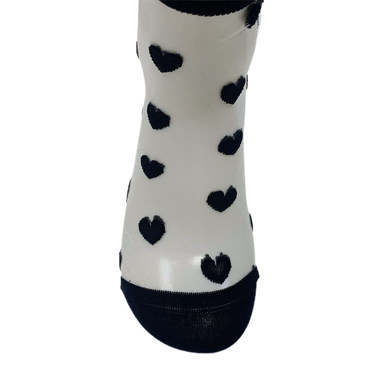 En tant qu'image personnalisée Femmes Noir Blanc Sexy dentelle nette chaussettes en maille moyenne longueur du mollet pour l'été
