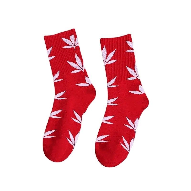 Des chaussettes simples à motifs de feuilles de coton Spandex chaussettes décontractées pour femmes et hommes 36-39 Taille femme