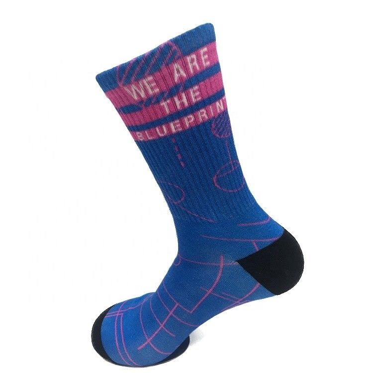 Effect d'impression à 360 degrés Logo personnalisé Chaussettes en coton avec conception de manchette et 18% de polyester