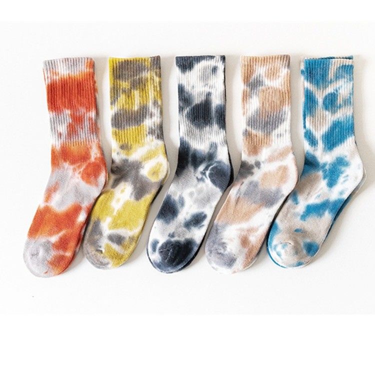 UNISEX 37-44 Taille UE Cravate teinté couleur fine bonbon couleur imprimé chaussettes de sport en coton sur mesure