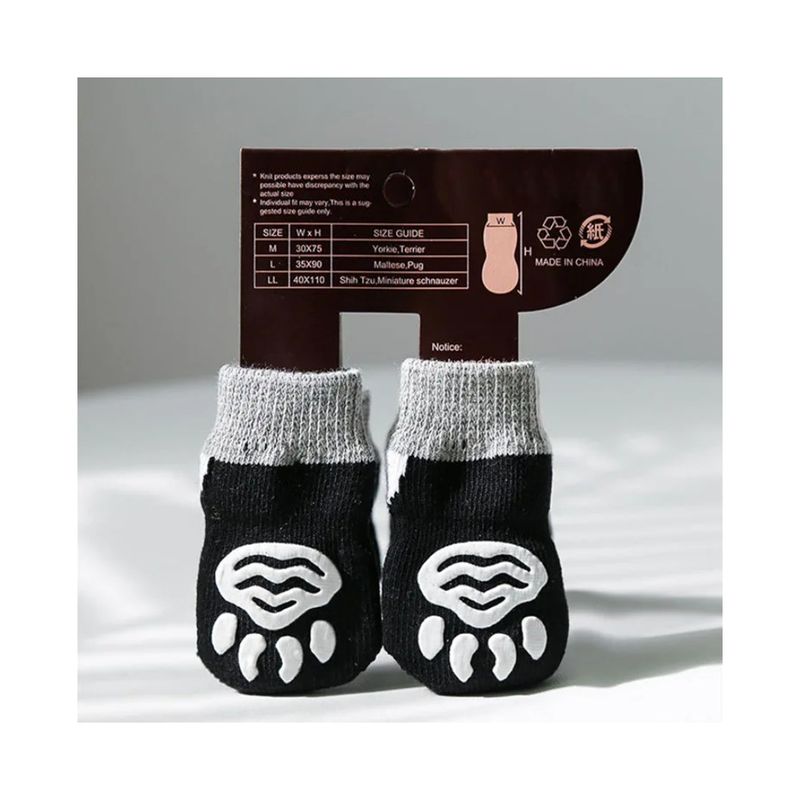 Adorables chaussettes pour chiens avec motif de dessin animé et design tricoté Terry noir respirant