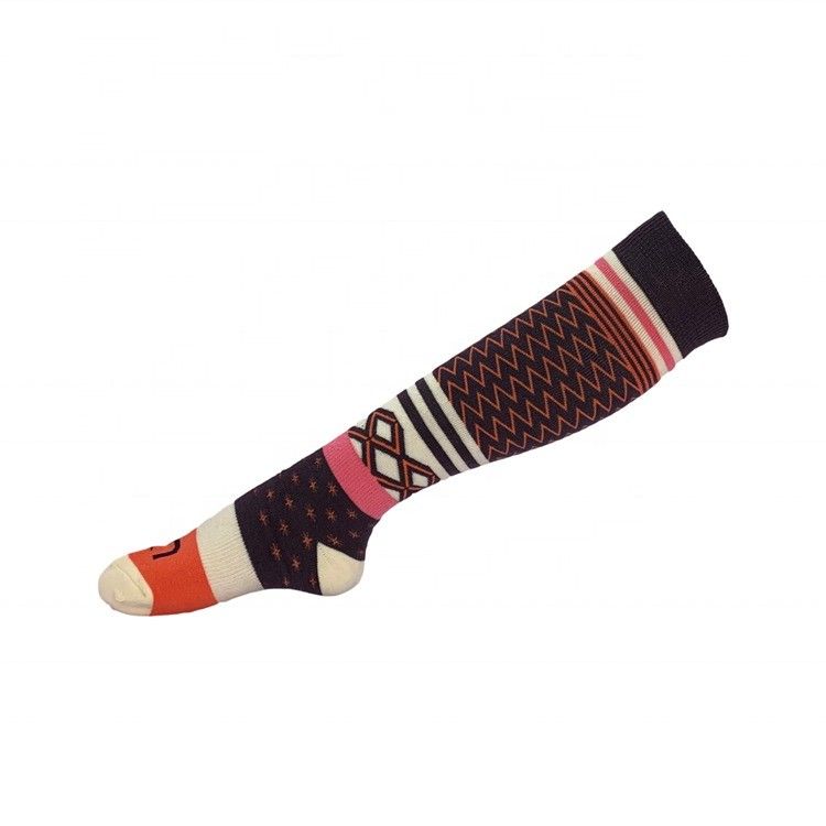 Orange personnalisé chaud confortable dame genou épais laine longs chaussettes de sport tricotées femmes genou chaussettes hautes
